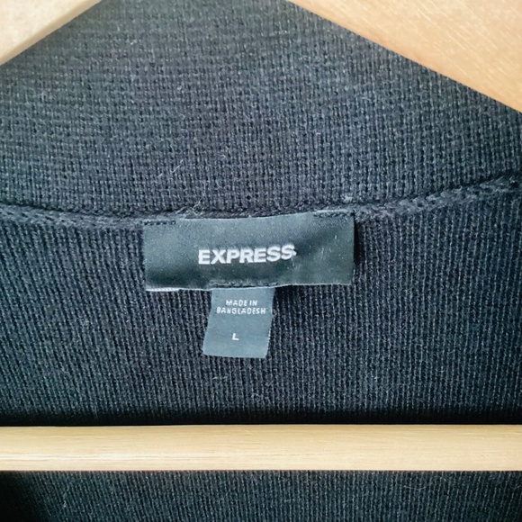 Express Men’s Button Up Collated Sweater Size L Cotton Preppy Brown Black Woven - Picture 6 of 13